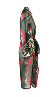 Waving Leopard Chiffon Kimono Cover Up
