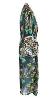 Cobalt Leopard Chiffon Kimono Cover Up