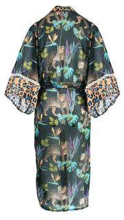 Cobalt Leopard Chiffon Kimono Cover Up