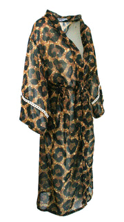 Midnight Leopard Chiffon Kimono Cover Up