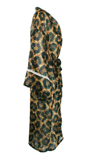 Midnight Leopard Chiffon Kimono Cover Up