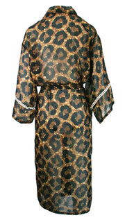 Midnight Leopard Chiffon Kimono Cover Up
