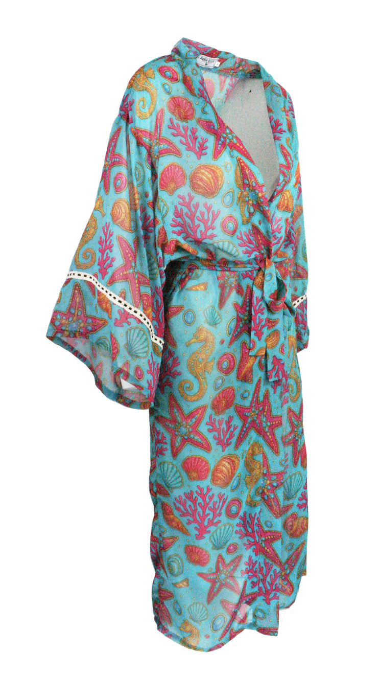 Shellshocked Glam Chiffon Kimono Cover Up