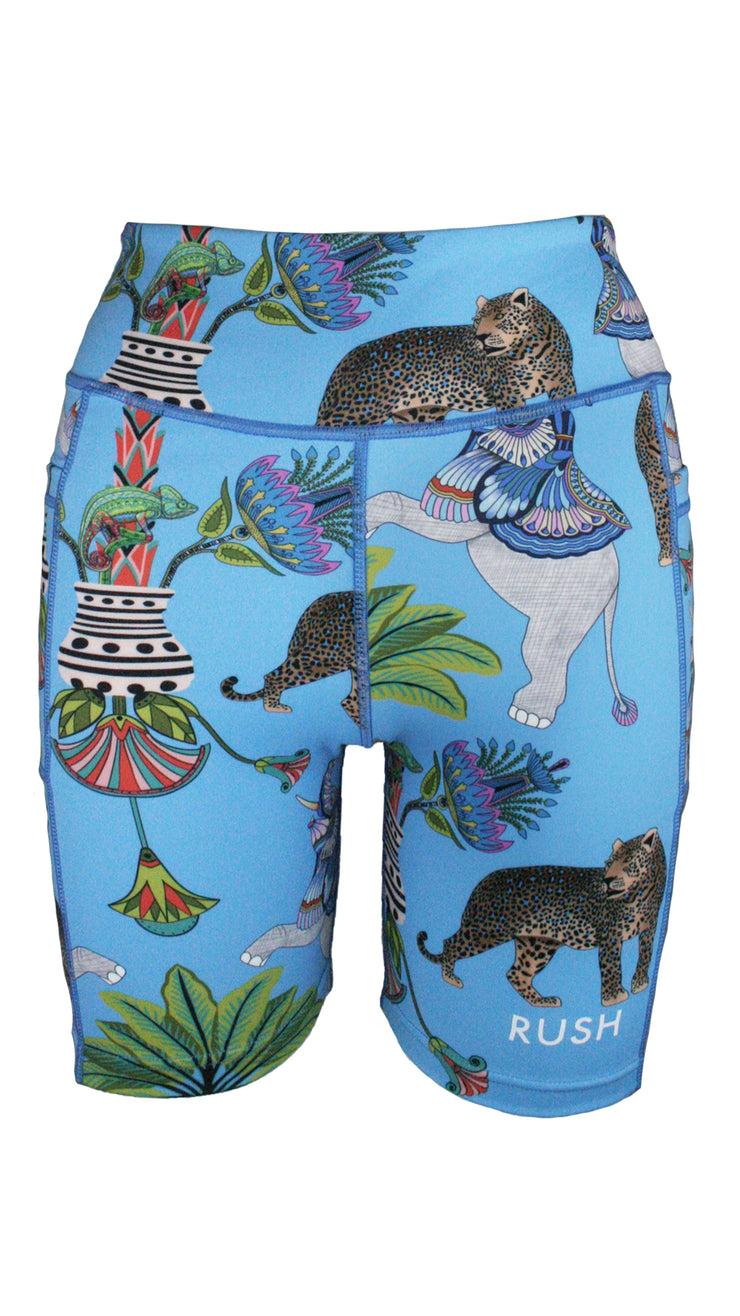 Lunch With Leopards Blue High Waist Shorts