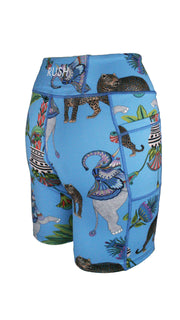 Lunch With Leopards Blue High Waist Shorts