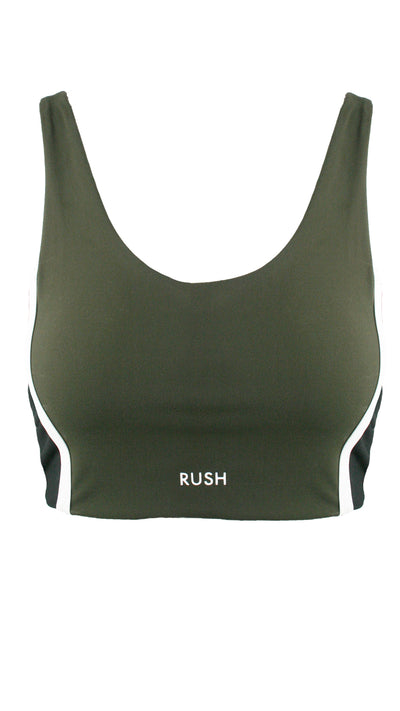 Dark Olive/Black Panel Pro Sports Bra