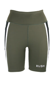 Dark Olive/Black Panel Pro High Waist Shorts