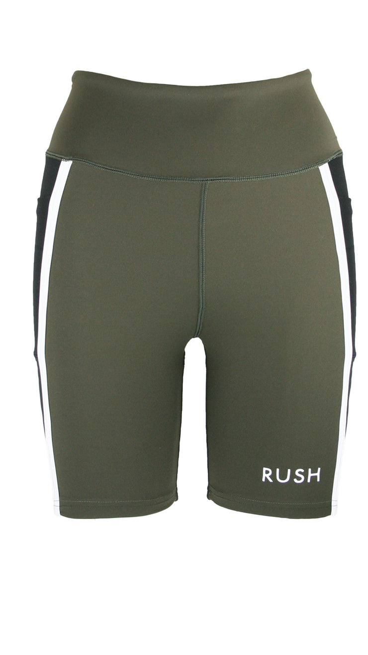 Dark Olive/Black Panel Pro High Waist Shorts