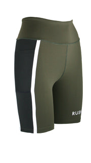Dark Olive/Black Panel Pro High Waist Shorts