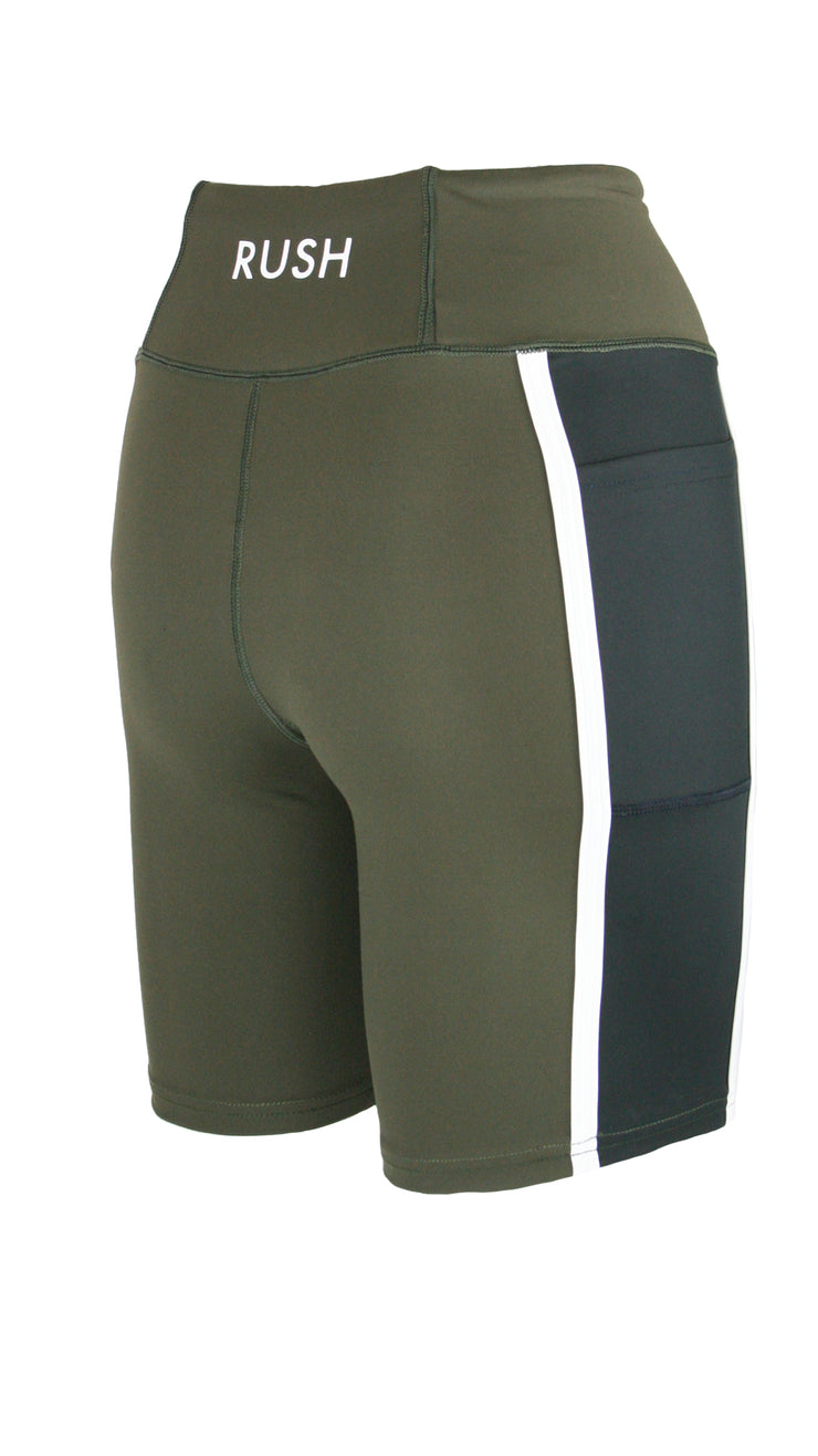 Dark Olive/Black Panel Pro High Waist Shorts
