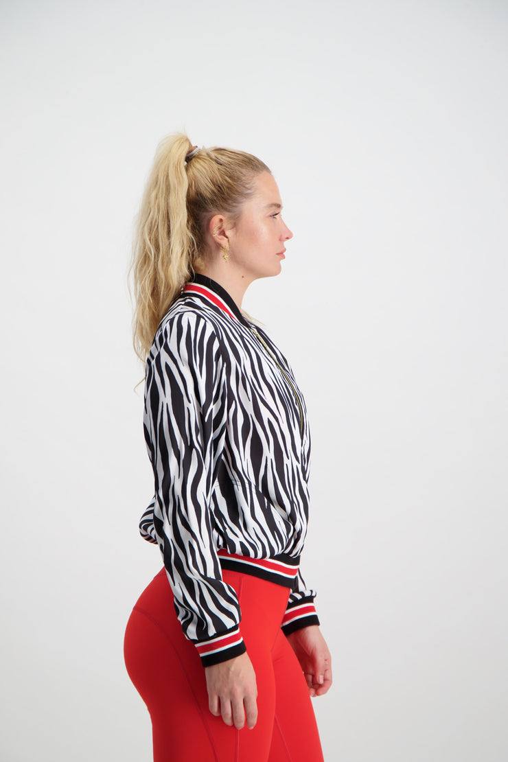 Luxe Legacy Zoot Zebra Bomber Jacket